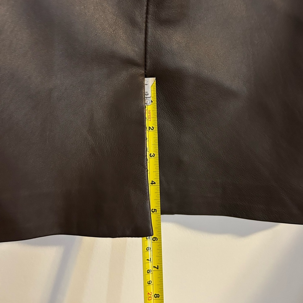 FOLIO SAKS FIFTH AVENUE chocolate Brown Leather Pencil Modi-Skirt - Picture 12 of 15